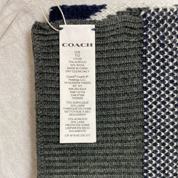 Coach CY038 Coach Script Print Knit Muffler in Charcoal - Picture 2 of 5